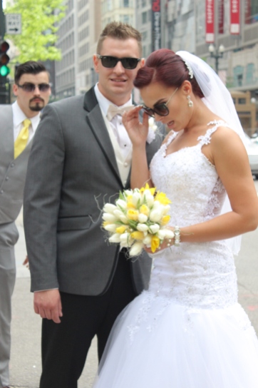 Newly Married couple in downtown Chicago